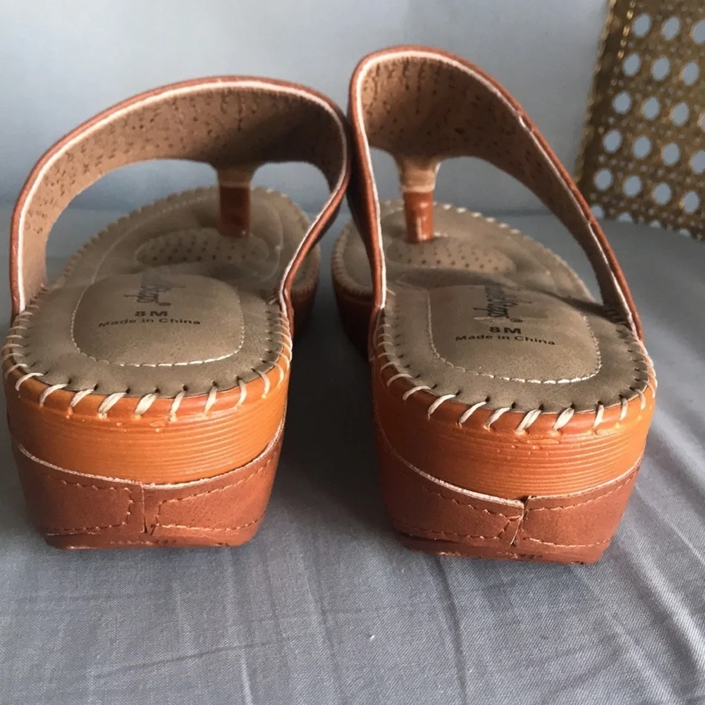 NEW Angel steps brown faux leather comfy slip on sandals size 8 - Picture 5 of 8